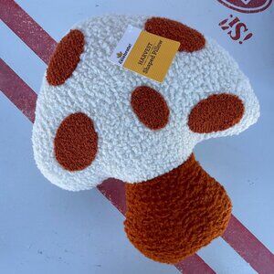 NWT Fall 12X13.5" Org/Wht Spotted Mushroom Home Accent Pillow Boho Cottagecore